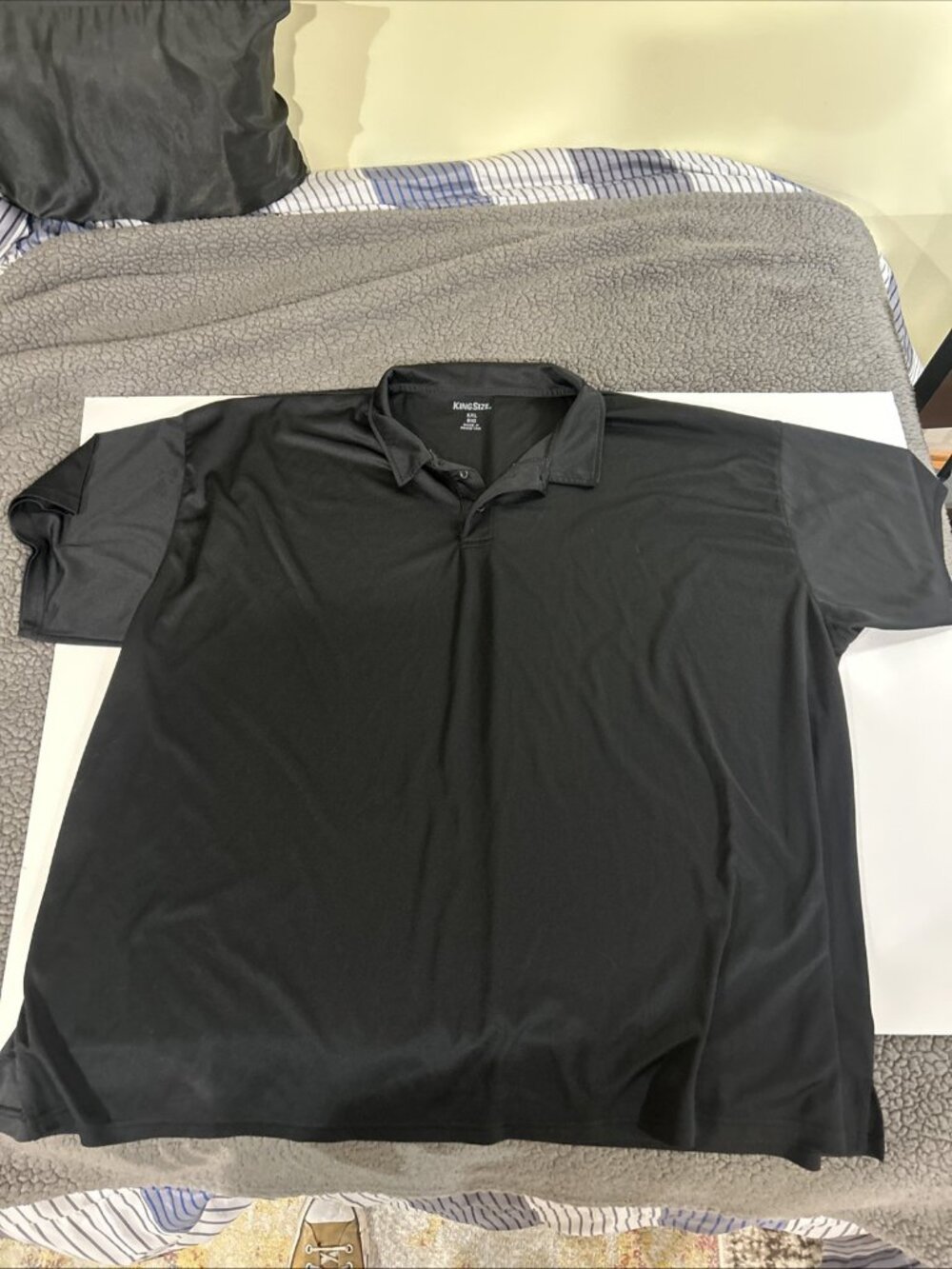 King Size Big N Tall Button Up Shirt Mens Sz 6XL Black